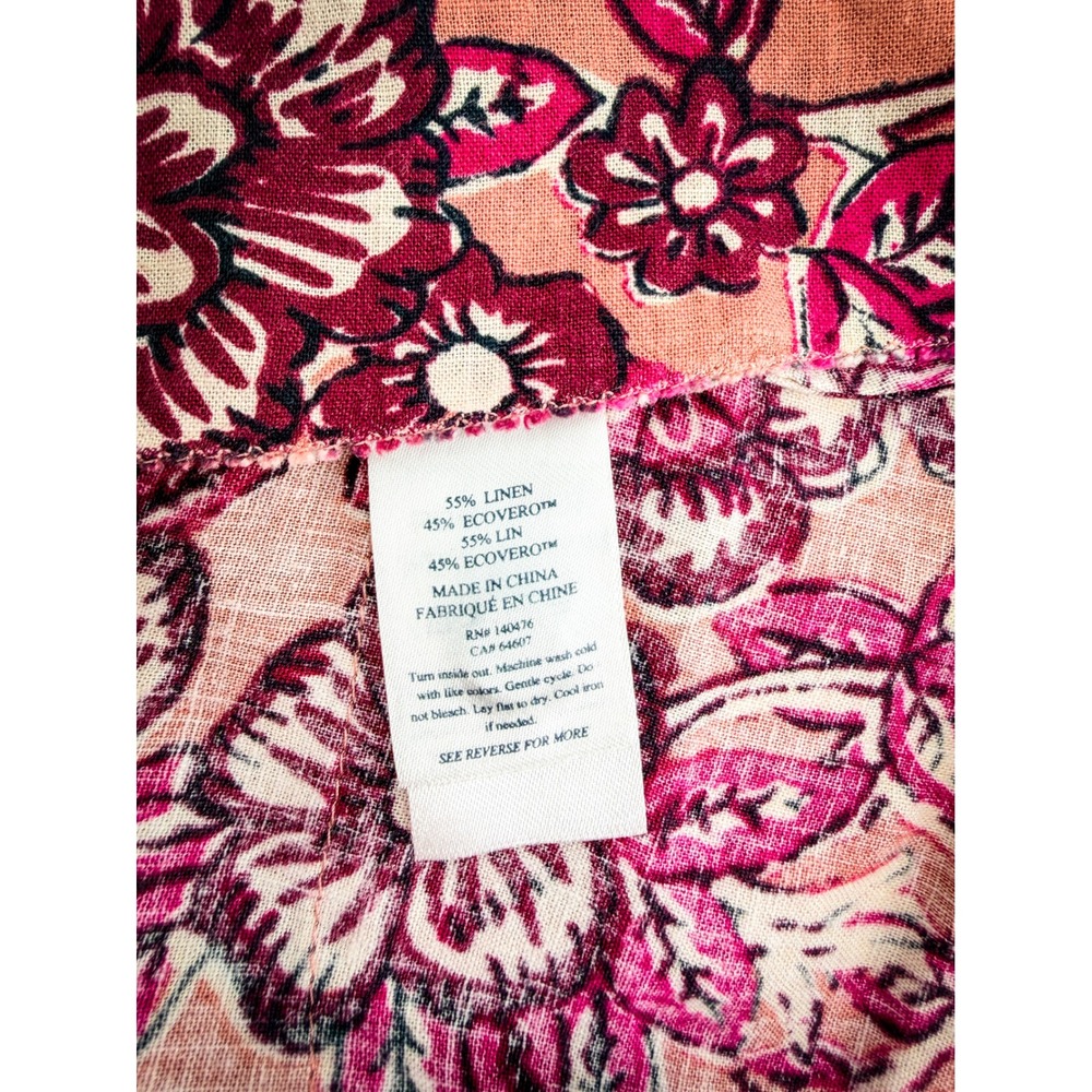 Faherty Isha Linen Blend Floral Coastal Boho Midi Dress Desert Bloom Size S - Picture 6 of 9